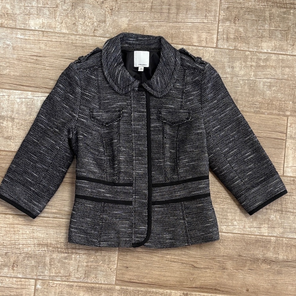 Halogen Women's Black and White Tweed Blazer Jacket